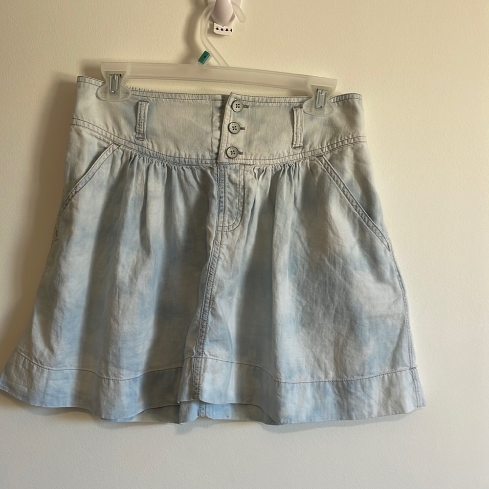American Eagle Mini Skirt Acid Wash Bleach Med Skate Blue Coastal Softgirl